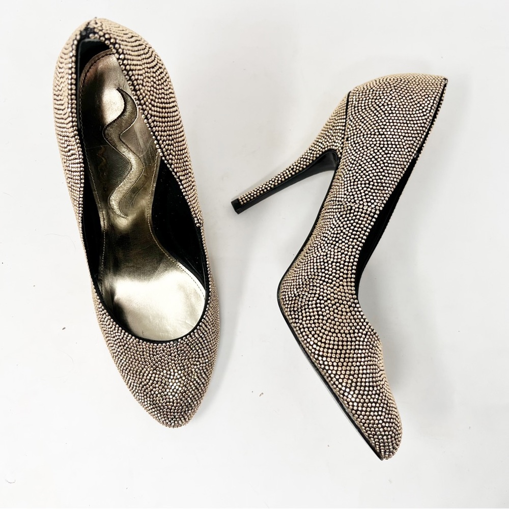 Nina Gold Metallic beaded stiletto heels 9M - Picture 9 of 10